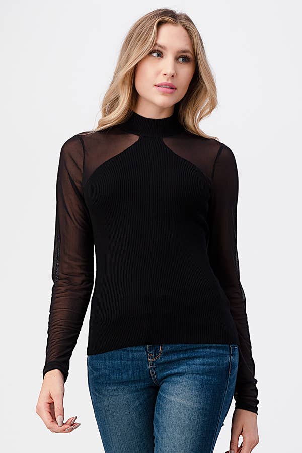 black Mesh Fitted Top for wholesale on Faire2