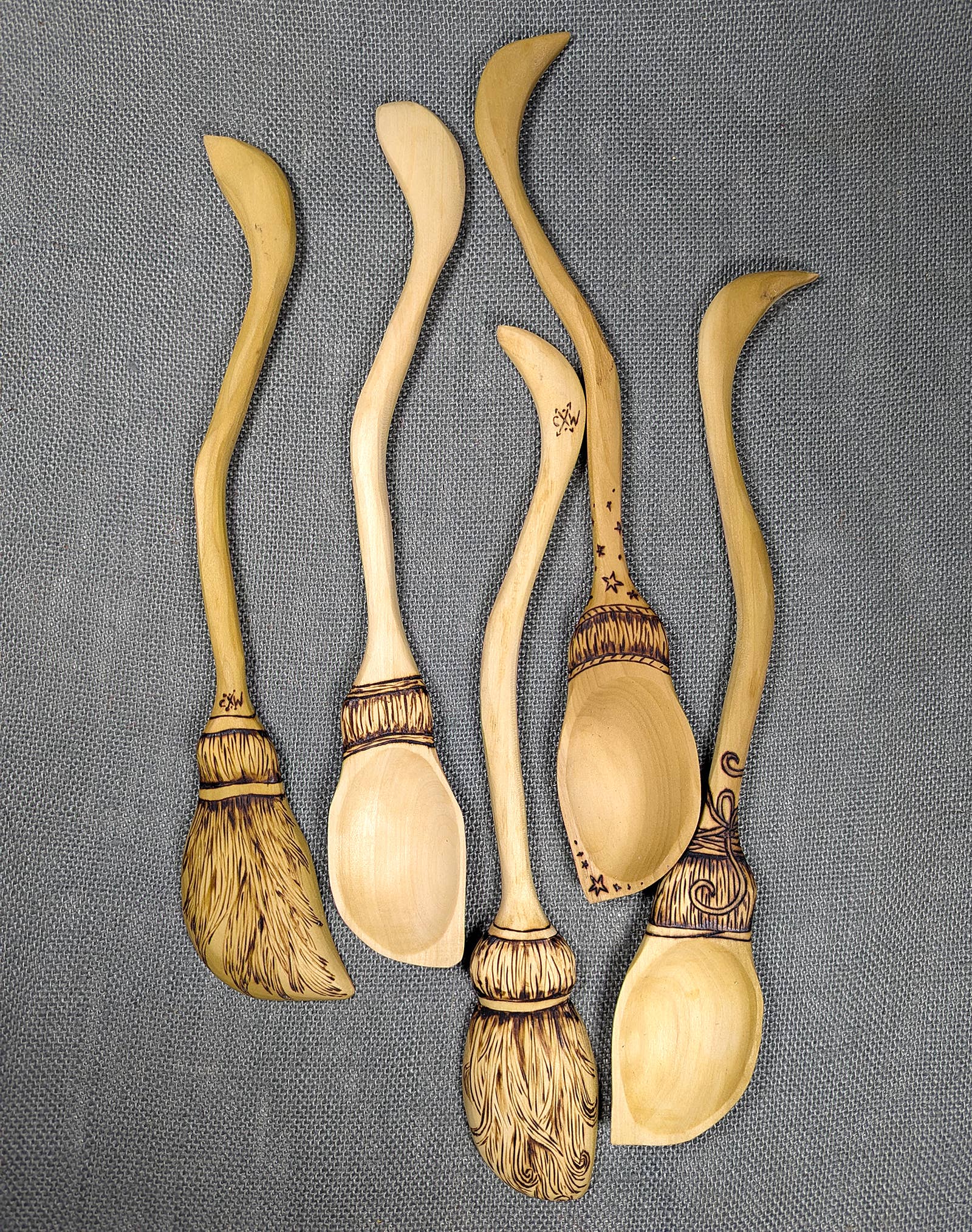 Chaos Woods - Wholesale Kitchen Spoon - Witch Broom Spoon - Hand carved Poplar wood for cooking