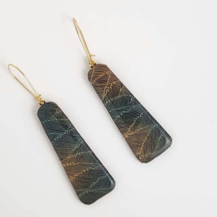 Washi Tape Black Wave Angle Bar Earrings for wholesale by Sweet Space Studio
