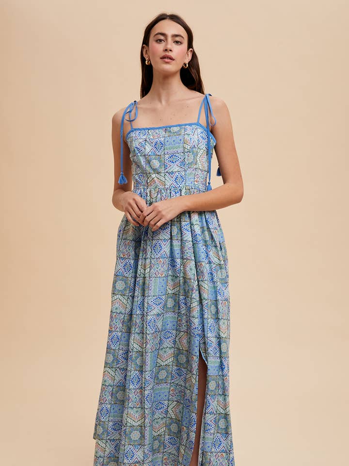 PATCHWORK RESORT PRINT MAXI DRESS for wholesale by In Loom