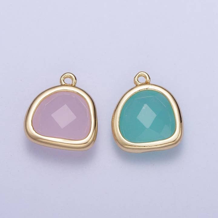 Guld Geometrisk Abstrakt Rund Rosa/Teal Kubisk Zirkonia Berlock AG-003 AG-004 för wholesale av Aim Eternal