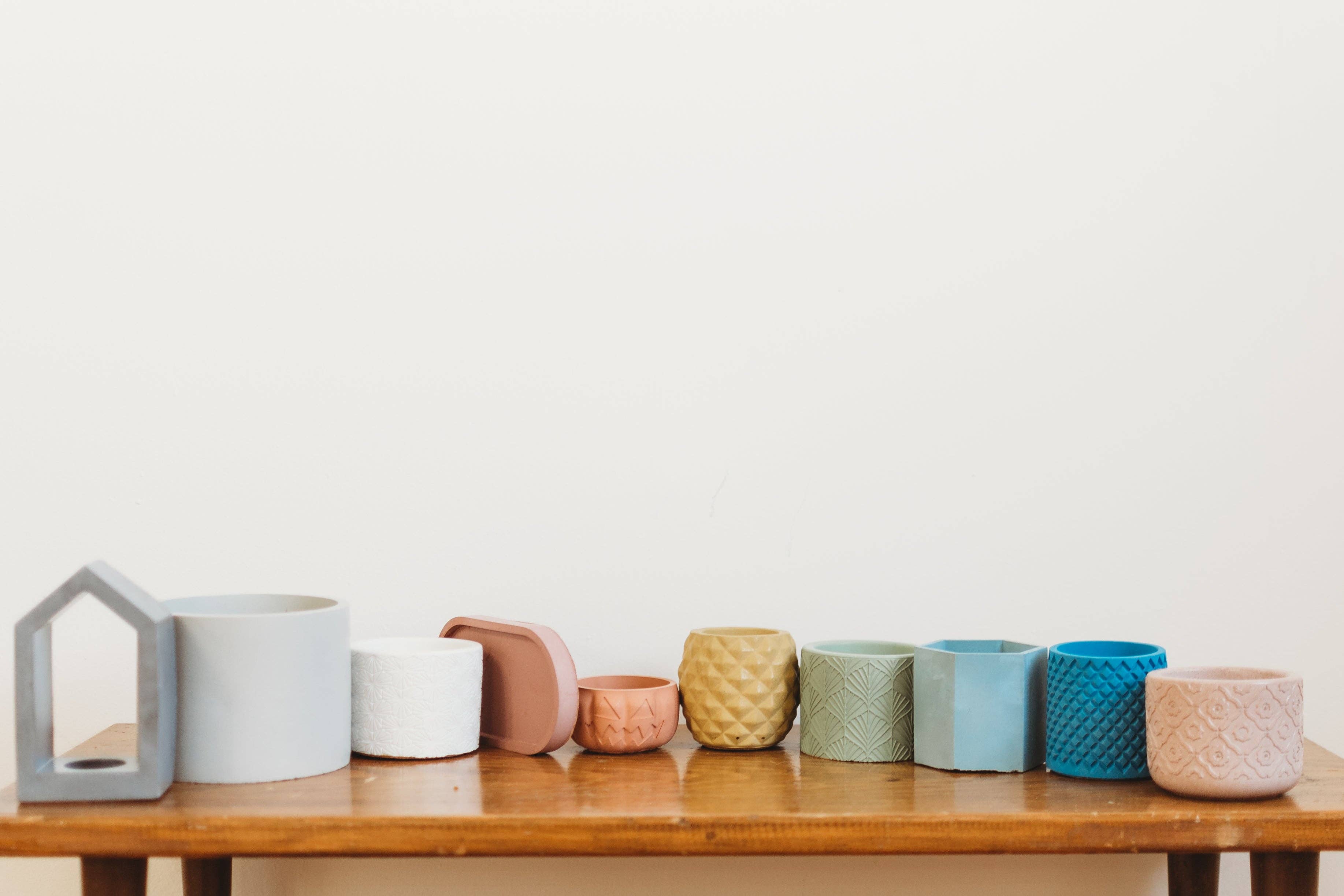 The Market Made - Wholesale Indoor Pot - Handmade Vintage-Style Container | Geometric Cement Holder | Classic Concrete Planter0