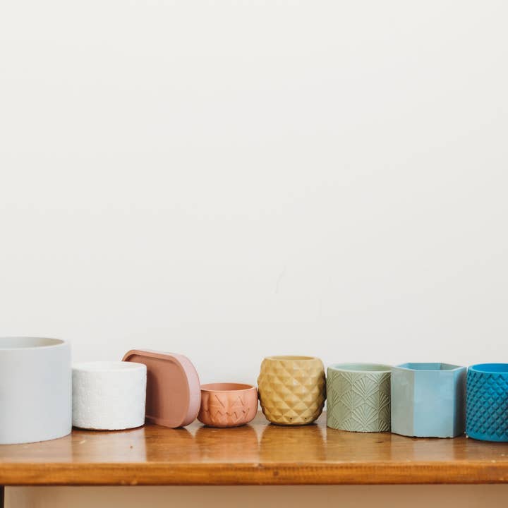 The Market Made - Wholesale Indoor Pot - Handmade Vintage-Style Container | Geometric Cement Holder | Classic Concrete Planter