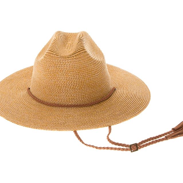 Packable Straw Cowboy Hat with Tassel Chin Cord - 4 Colors! for wholesale by DNMC