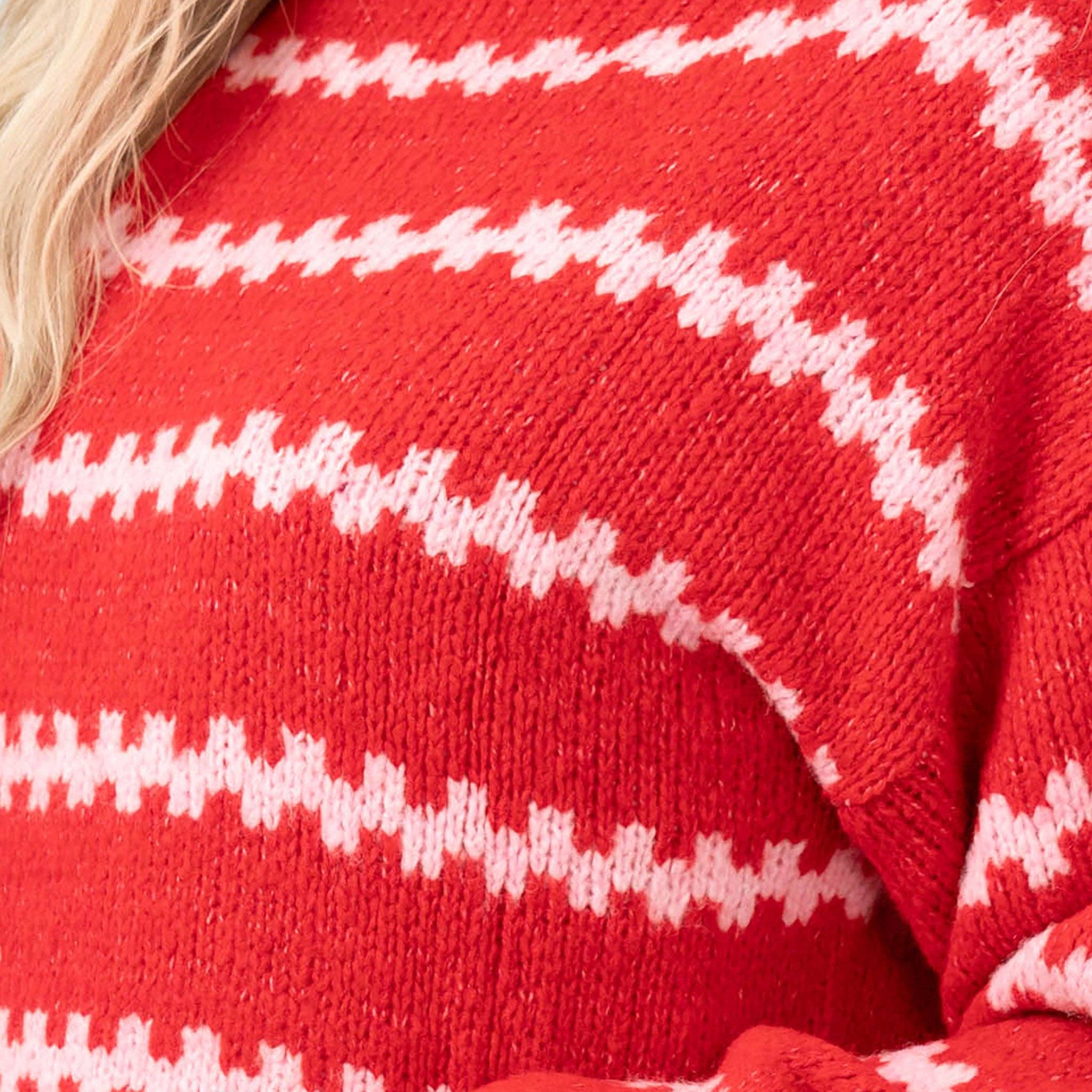 Sarta - Wholesale Knit Sweater - Women's - Kennedy Wool Blend Jumper - Red/Pink, Wavy Stripe5