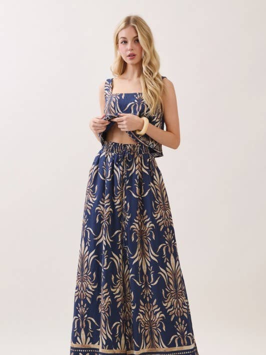 Women Woven Boarder Print Sleeveless Top and Boarder Print for wholesale by Pink Irene Wholesale