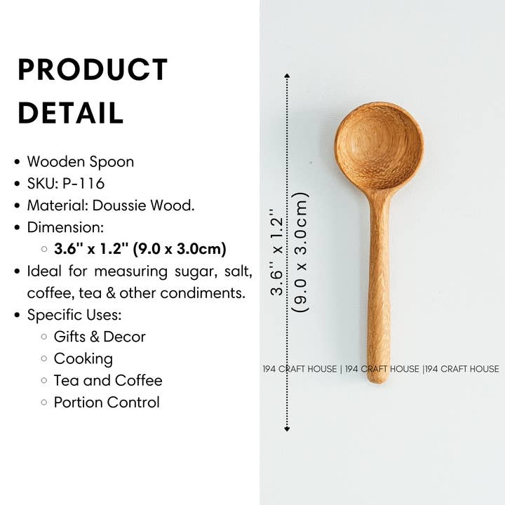 194 Craft House - Wholesale Measuring Spoon - Tiny Wooden Salt, Sugar Spoons - Measuring Spoons