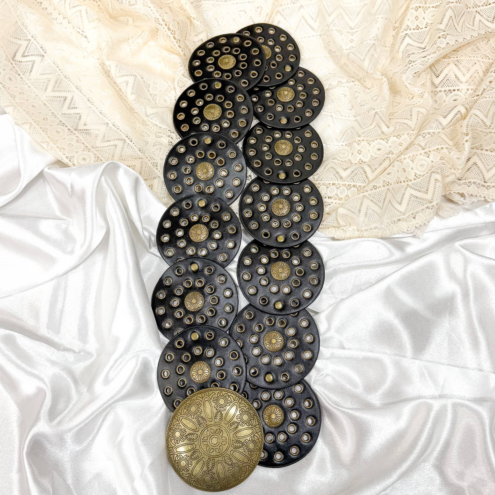 Karma Nepal Crafts - Wholesale Belt - Women's - Boho Big Disc Studded  90s Vintage Vibe Belts1