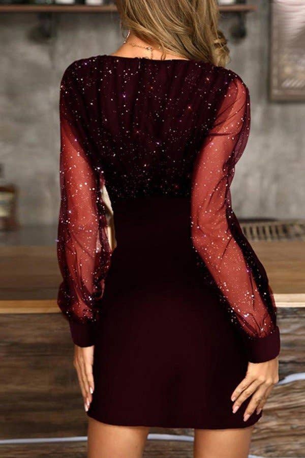 Aria Romance - Vente Robe – femme - Robe moulante à sequins et col en V5