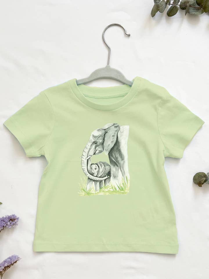 T-shirt en coton bio Éléphant, haut pour bébé avec boutons-pression pour la vente par MiniDei