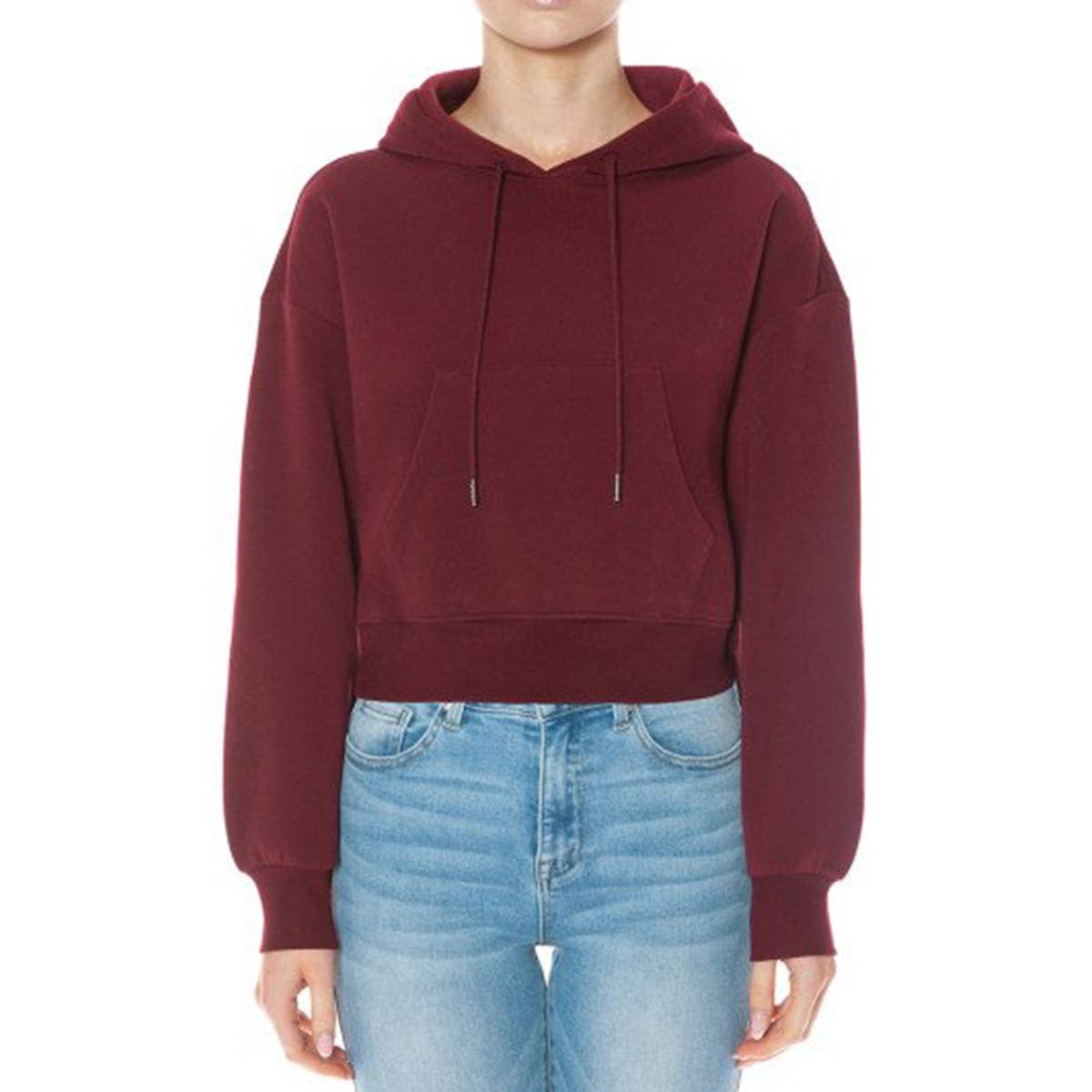 UP CLOTHING - Wholesale Hoodie - Women's - FLEECE LONG SLEEVE CROPPED PULLOVER HOODIE W POCKET4