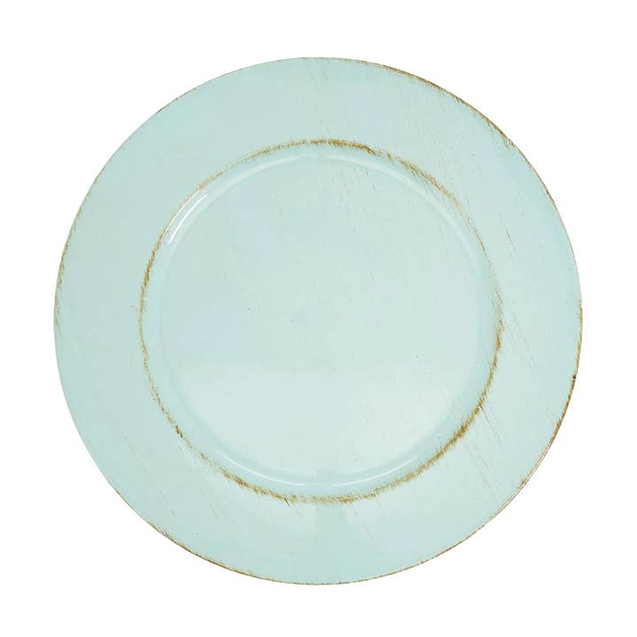 Fennco Styles – wholesale Charger plate – Duck Egg Blue Distressed 13" Charger Plate 1