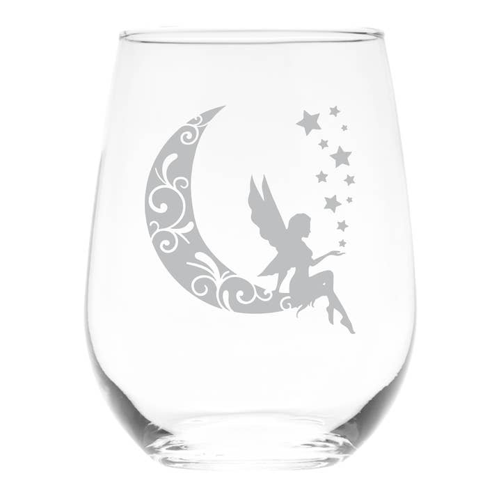 Måne stjälkfritt vinglas, himmelskt motiv 17 oz (stil M1) för wholesale av C&M Personal Gifts