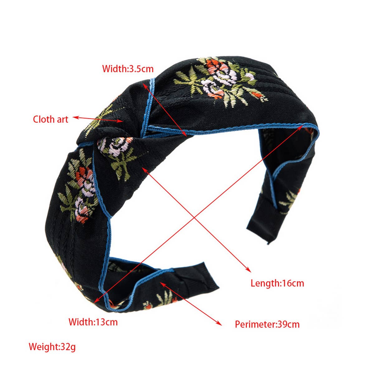 ACCITY - Wholesale Fashion Headband - Women's - WOMEN NEW CROSS EMBROIDERY HEADBAND_CWAHA19723