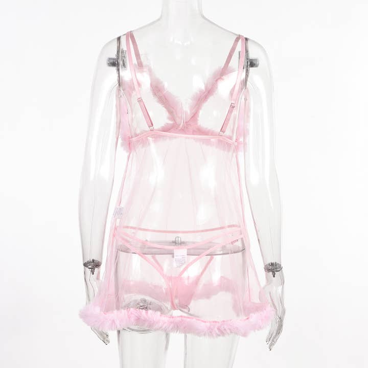 Tourtiwi - Wholesale Lingerie Set – women's - Valentine's Day Mesh Plush Lace Splicing Sling Dress8