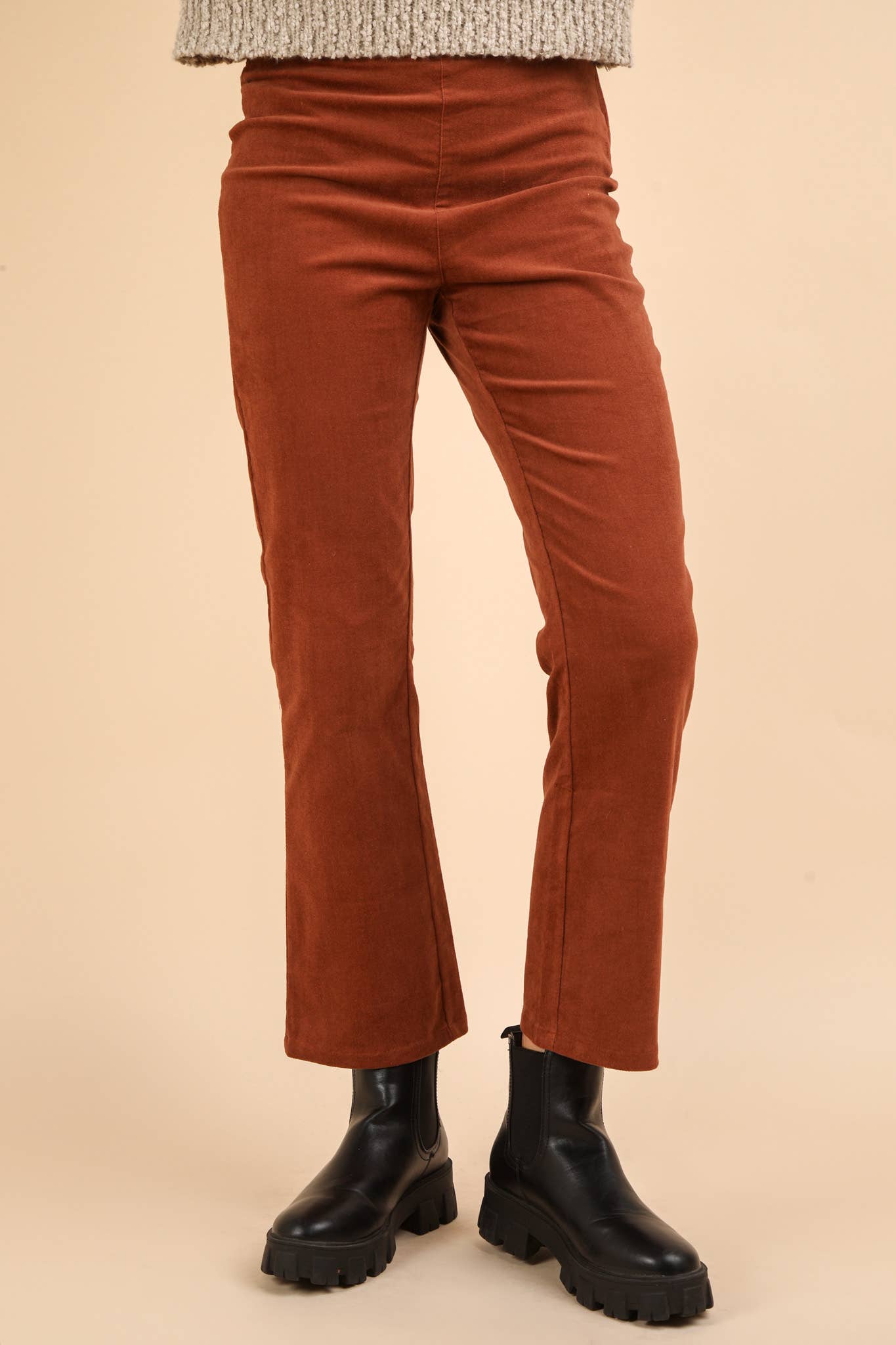 VERY J - Vente Pantalon – femme - NP70562-Pantalon en velours à coupe botte avec poches arrière9