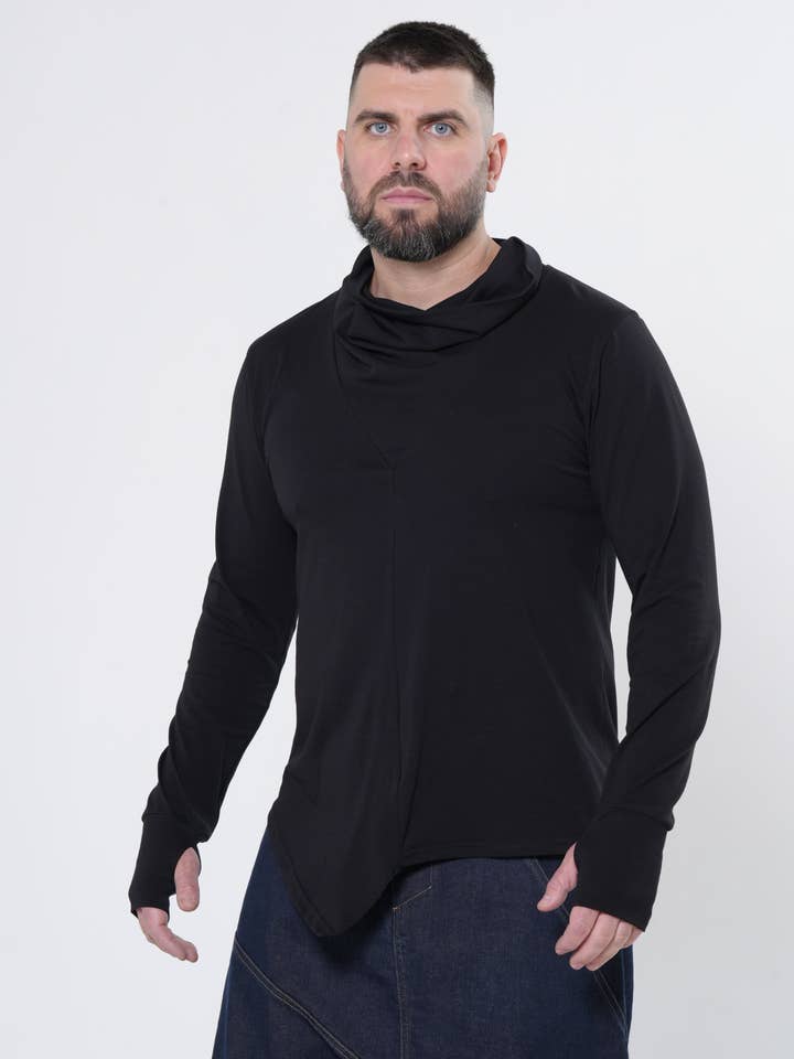 Haut col roulé pour homme à manches passe-pouce pour la vente par Metamorphoza