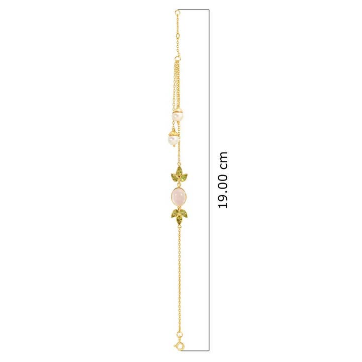 Peridot, Rose Quartz, synthetic Pearl studded 925 Sterling Silver Bracelet for wholesale by DIAJEWELS USA LLC