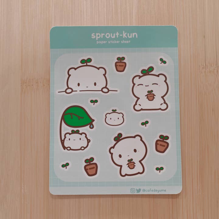 Sprout-kun Paper Sticker Sheet for wholesale by Cafe De Yume