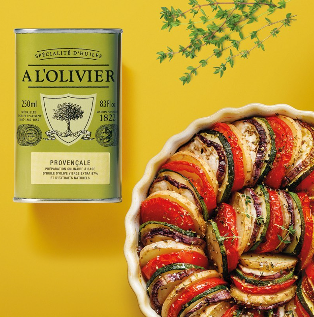 Gourmet Food Solutions, Inc. - Wholesale Olive Oil - Herbs de Provence Aromatic Olive Oil, A L'Olivier 250ml tin2