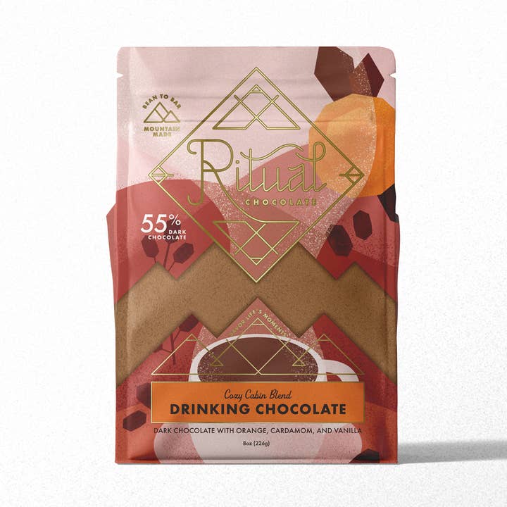 Cozy Cabin Blend Drinking Chocolate, 55% for wholesale by Ritual Chocolate