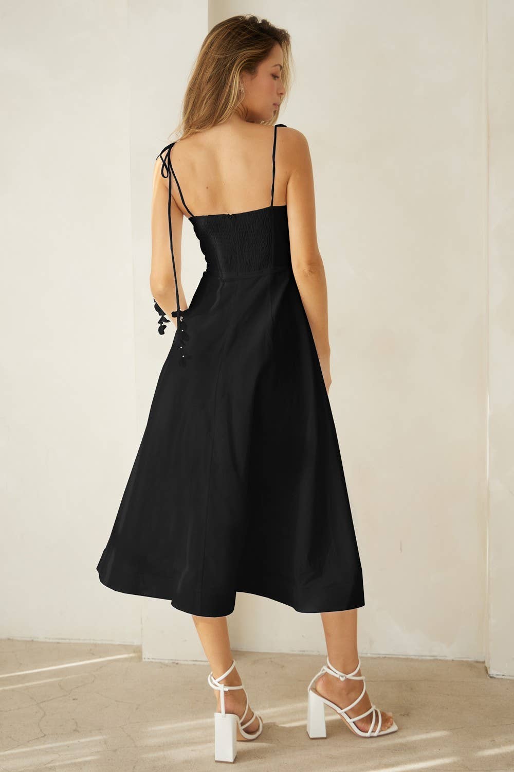 Endless Blu - Wholesale Dress - Women's - LD1003 Linen Midi Dress with Corset Bodice12