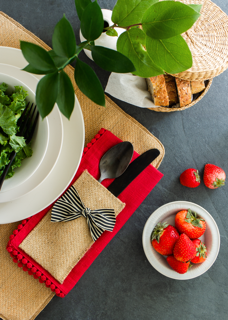 Cutlery Couture - Wholesale Dinner & Cloth Napkin - Cotton Lace Trimmed Cloth Napkin - Red - Set of 41