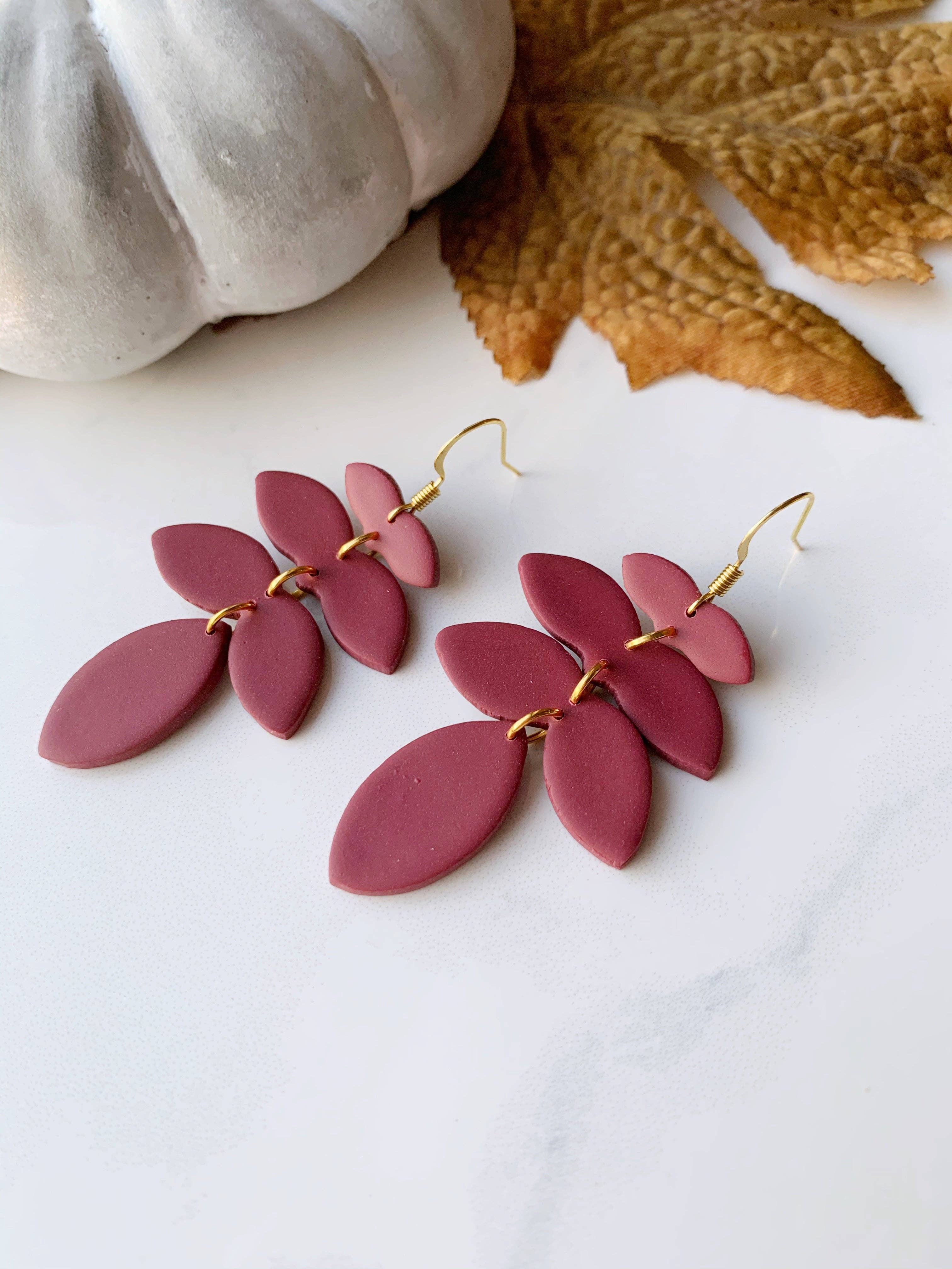 Clay By Denae - Wholesale Dangle Earrings - Mel Earring in Burgundy2