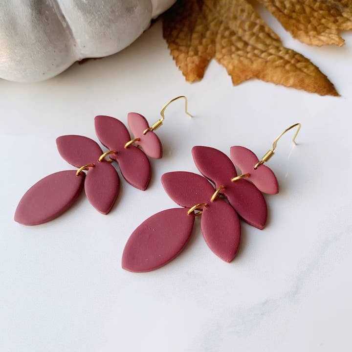 Clay By Denae - Wholesale Dangle Earrings - Mel Earring in Burgundy2