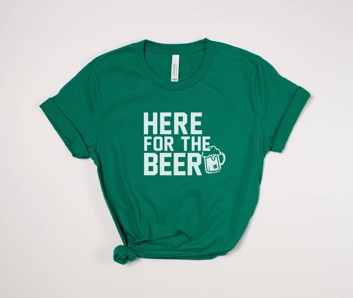 Here for the Beer T-Shirt - Funny St. Patrick’s Day Tee for wholesale by Stiles Tee Co.