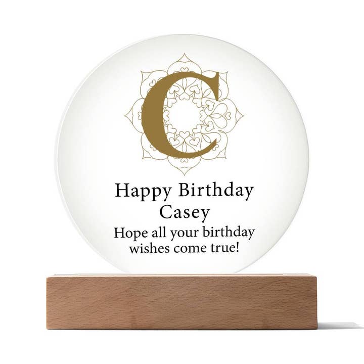 Happy Birthday Casey v01 - Circle Acrylic Plaque for wholesale by Unique Gifts Store