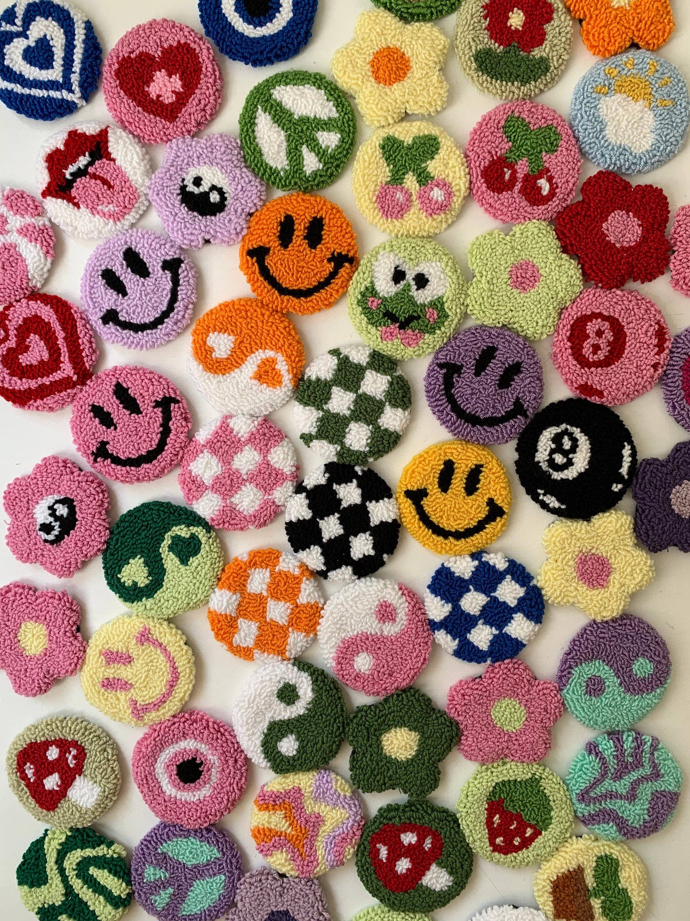 MUUDLAND – wholesale Car coaster – women's – Punch Needle Car Coaster, Tufted Car Coaster, Set Of 26