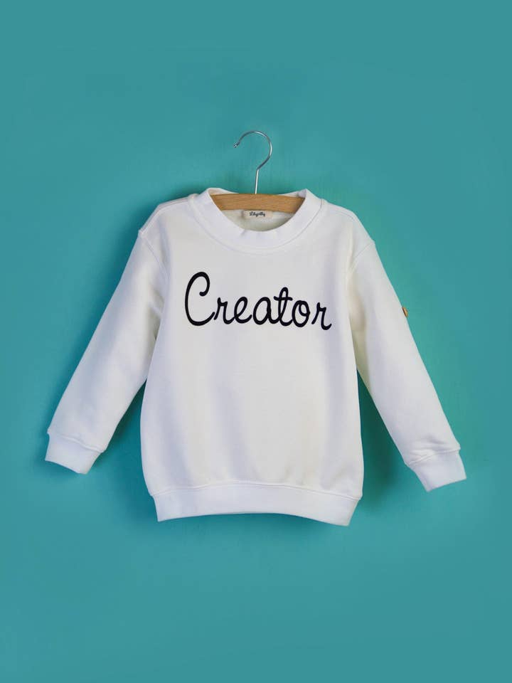 Suéter infantil White Creator feito de algodão orgânico por atacado de Lilypilly