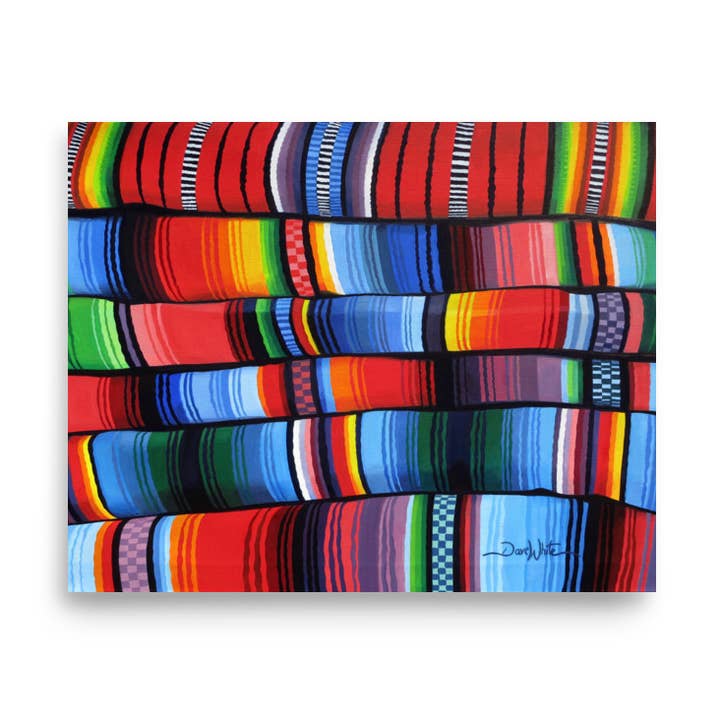 Stampa artistica popolare ispanica latina su tessuti indigeni per la vendita all'ingrosso da parte di Artist Dave White