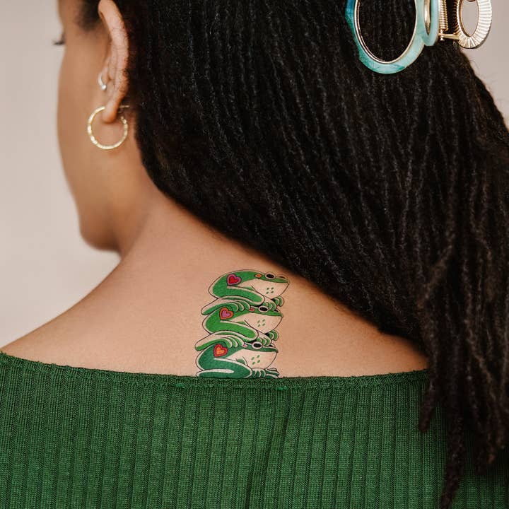 Tattly - Wholesale Temporary Tattoo - Frog Stack Tattoo Pair