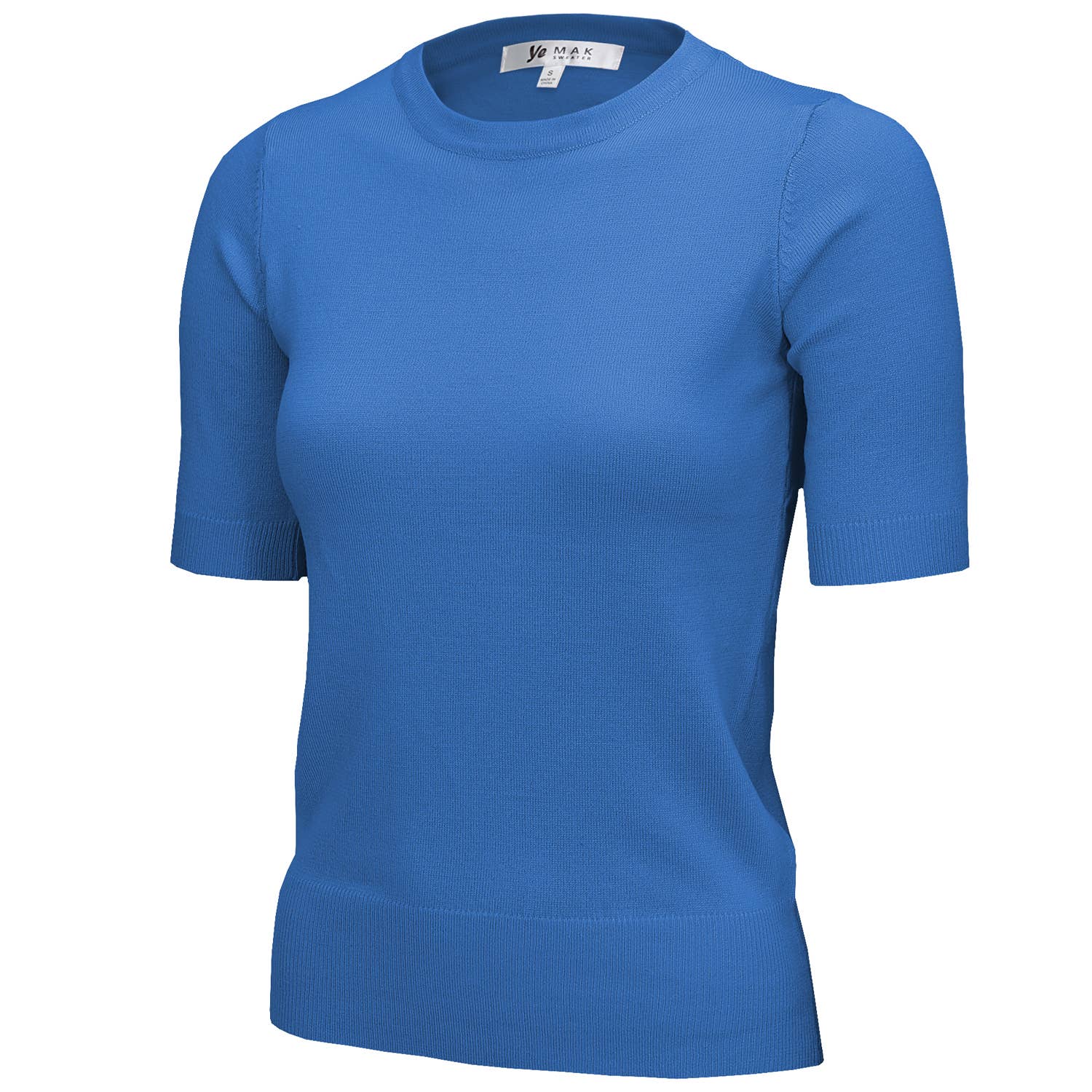 Mak – Engroshandel Strikket top - Dame – Halv-ærmet Crewneck Letvægts blød pullover Tee MK3664Y69