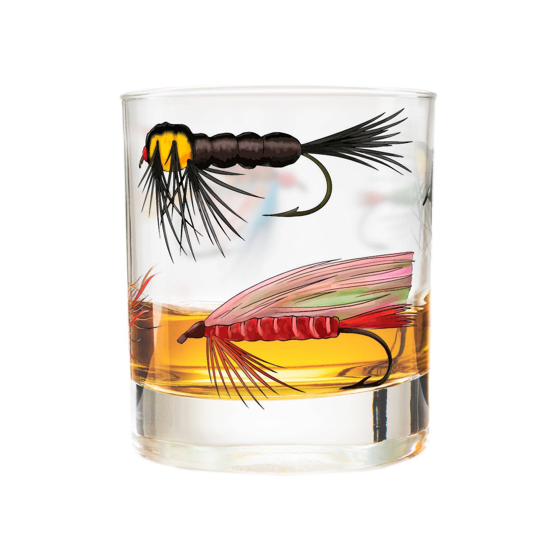 Greenline Goods - Wholesale Cocktail/Liquor Glass - Fly Fishing Lures Whiskey Glass Set7