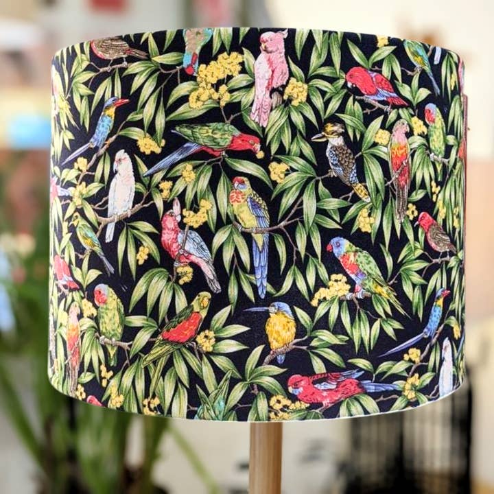 Native Birds Dark Navy Lampshade for wholesale by Emotive Collection