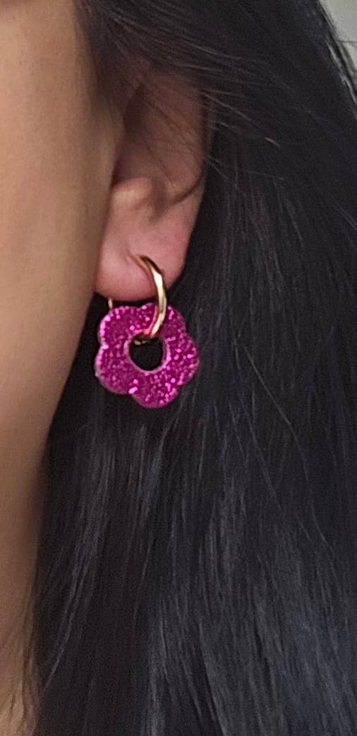 Royal marais - Wholesale Hoop Earrings - upcycled leather flower hoops 5