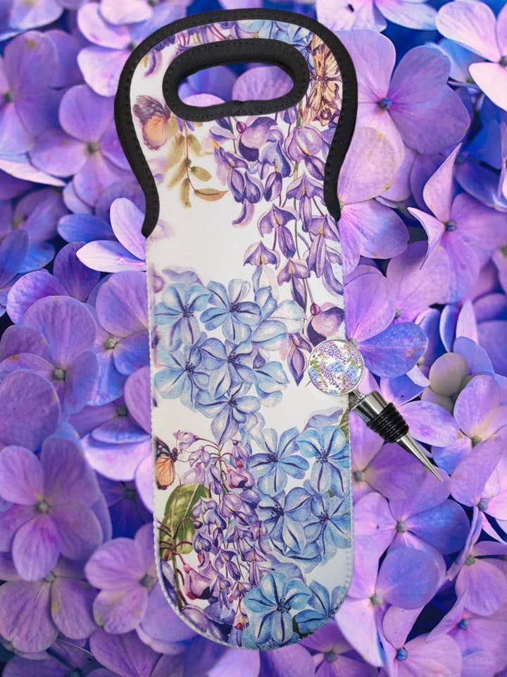 Sac à vin en forme de fleur avec bouchon à vin assorti pour la vente par Ciao Bella Jewelry Inc