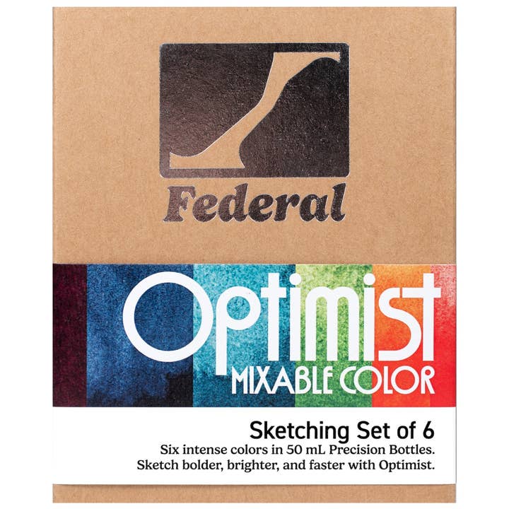 Federal Color - Wholesale Writing Ink - Optimist Mixable Color, Sketching Set of 6