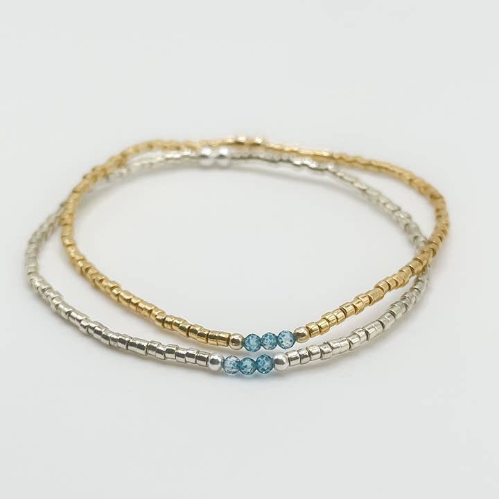 Blå Topaz Armband - December Birthstone - Trippel Ädelsten för wholesale av Au Fait Co