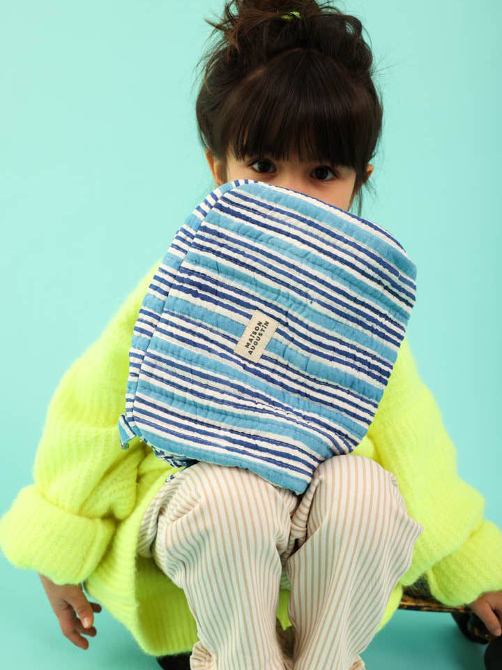 Blue Stripe Toiletry Bag for wholesale by Maison Augustin