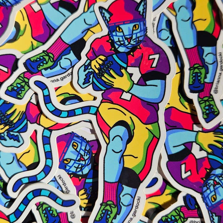 Fodboldkat Klistermærke for engroshandel hos Brianna Gardocki Art