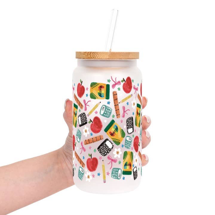 Teacher Essentials Pattern Cup With Lid and Straw for wholesale by Sip-Sip Hooray!