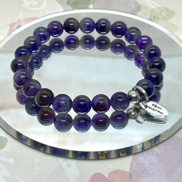 Bracelet en pierres précieuses améthyste pour la vente par Willows Wanderings