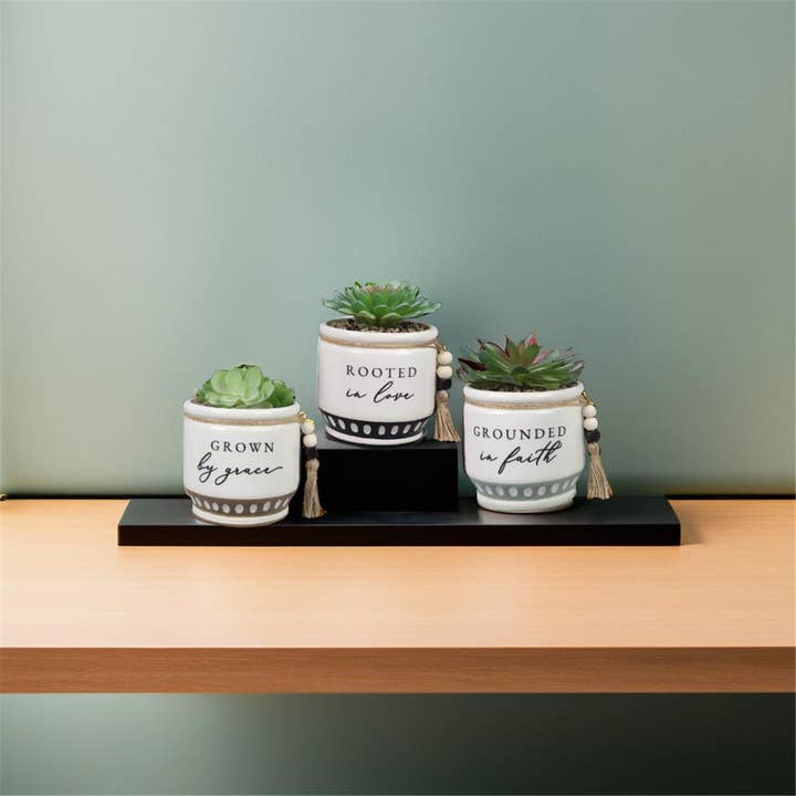 Young's - Wholesale Plant Pot - Ceramic Inspirational Home Planter, 3 Ast. (SKU#: 12496)
