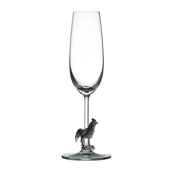 MENAGERIE - Wholesale Champagne Flute - Menagerie Crystal Champagne Flute - Rooster