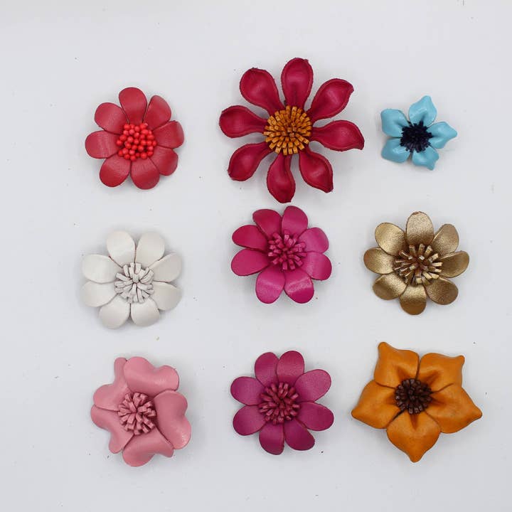Alfinete de flores variadas em couro feito à mão por atacado de Sunflower Handmade leather inc
