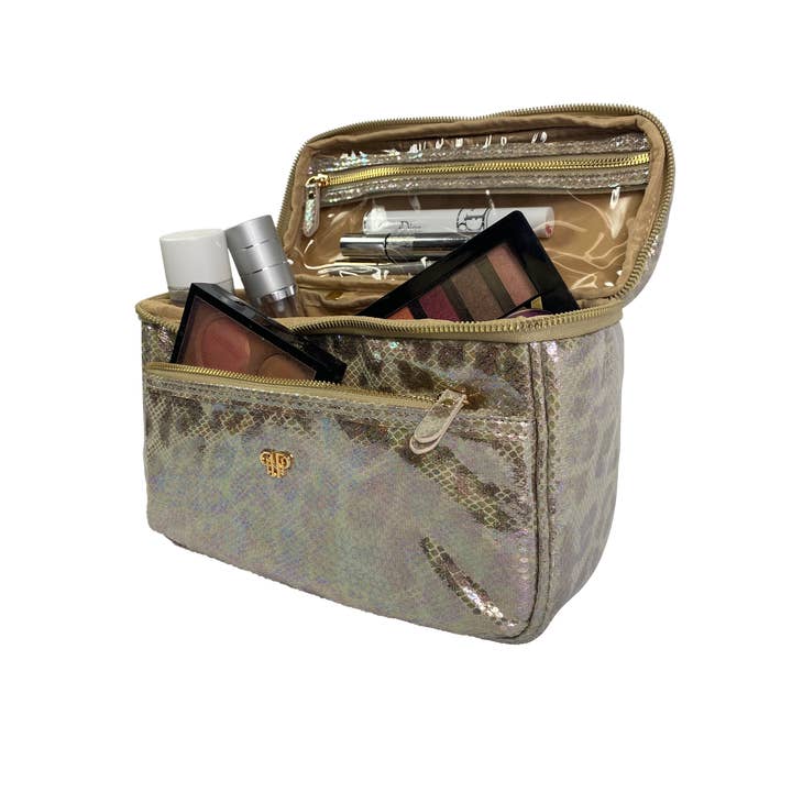 PurseN (new) - Wholesale Toiletry Bag - Women's - Classic Train Case - Glimmer Leopard2